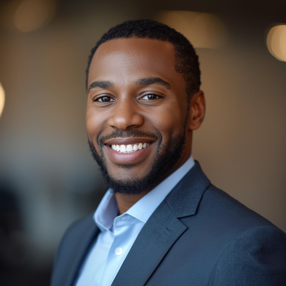 create a profile picture for a man small business owner african, it should be square